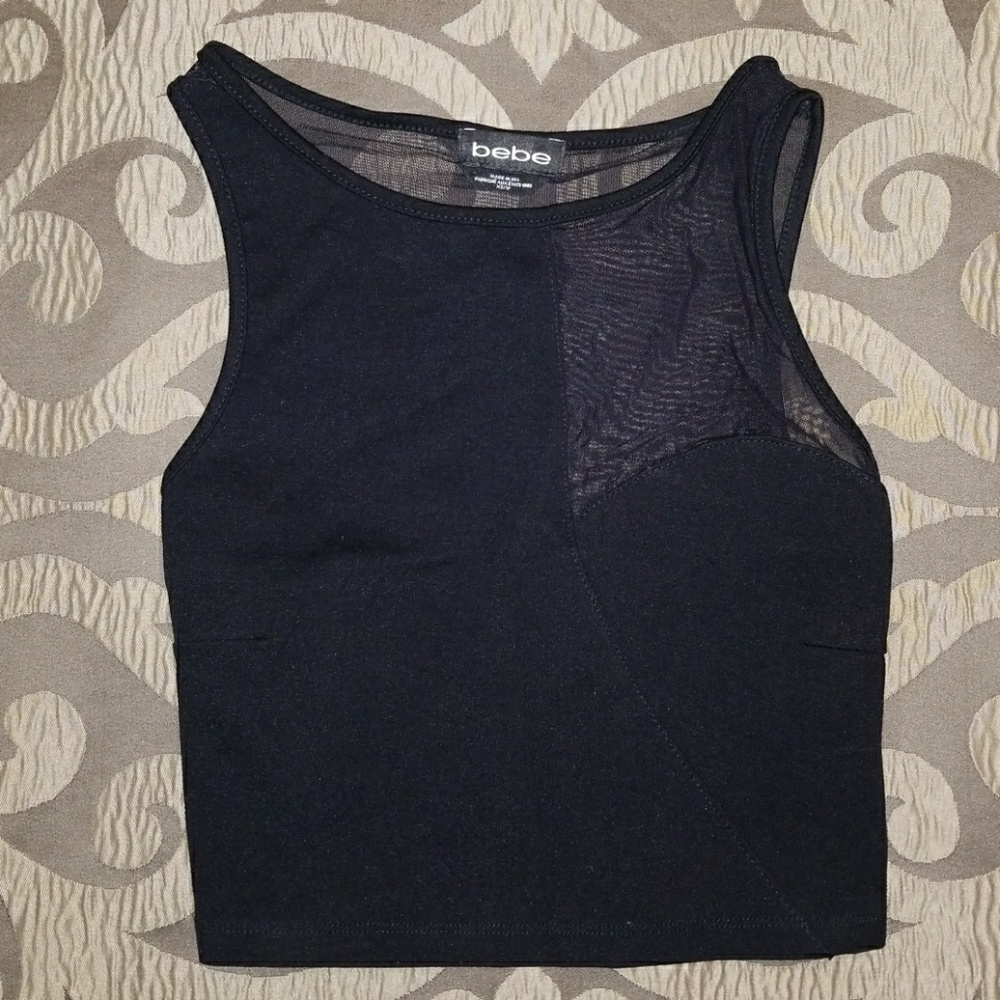 Bebe Sheer Black Tank Crop